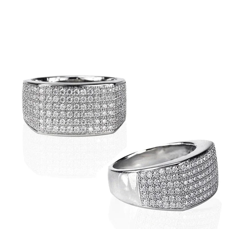 Iced Out Luxury Silver Crystal Trendy Ring