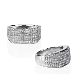 Iced Out Luxury Silver Crystal Trendy Ring