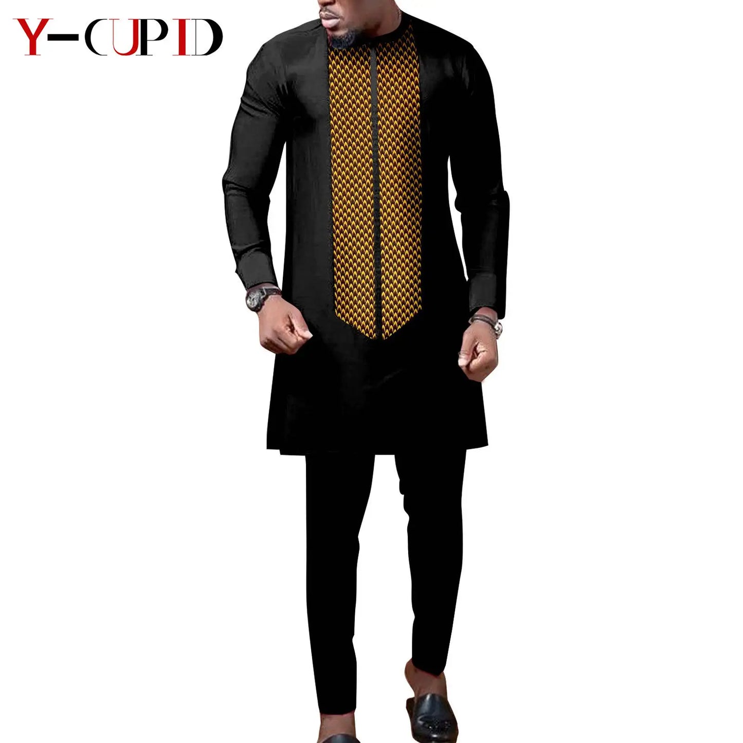 African Print Matching Couple Outfits Men's Dashiki Shirt Set & Women's Dress