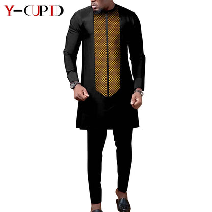 African Print Matching Couple Outfits Men's Dashiki Shirt Set & Women's Dress