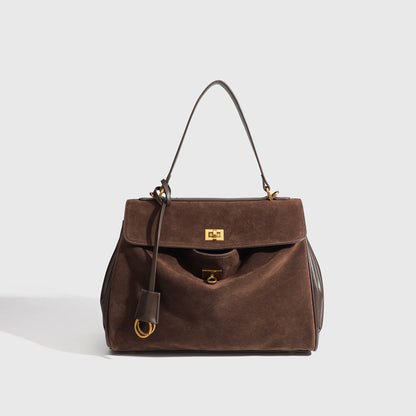 Women's Split Leather Large Capacity Tote Bag & Shoulder Handbag