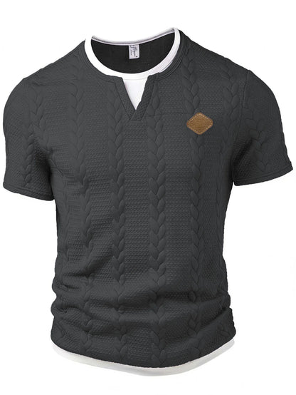 Men's Casual Striped Slim-Fit V-Neck Short Sleeve T-Shirt