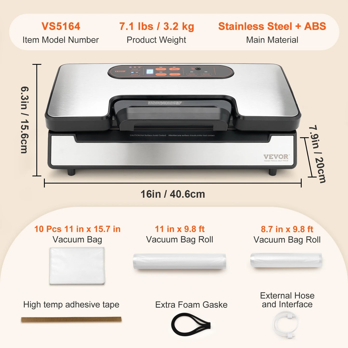 SucceBuy Commercial Vacuum Sealer Machine with Bag Roll Storage Cutter