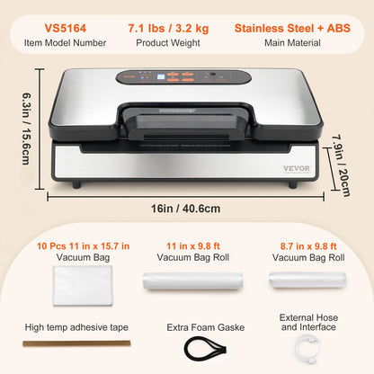 SucceBuy Commercial Vacuum Sealer Machine with Bag Roll Storage Cutter