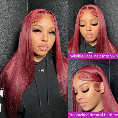 99J Burgundy 13x6 Lace Front Human Hair Wig