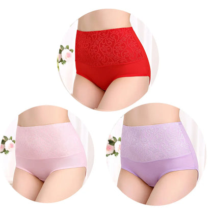 3Pcs Cotton High Waist Abdominal Briefs