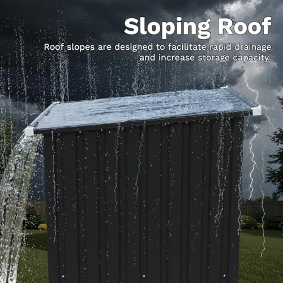 3x3FT Outdoor Storage Shed with Sloping Roof and Single Lockable Door