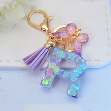Exquisite Initial Blue Shiny Resin Keychain