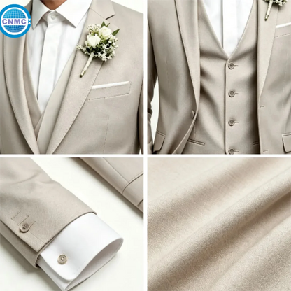 Men's Single-Breasted 3-Piece Formal Business Suit Set (Jacket, Vest & Pants)