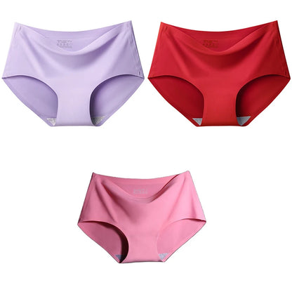 Women's Ice Silk Seamless Panties (3-Pack) – Mid-Waist Invisible Briefs