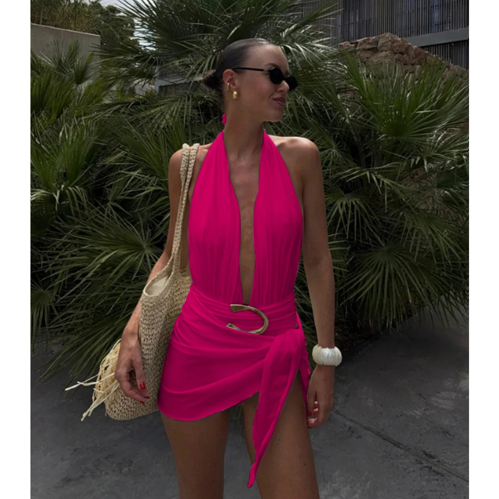 Two Pieces Micro Bikini Sarong Mini Skirt
