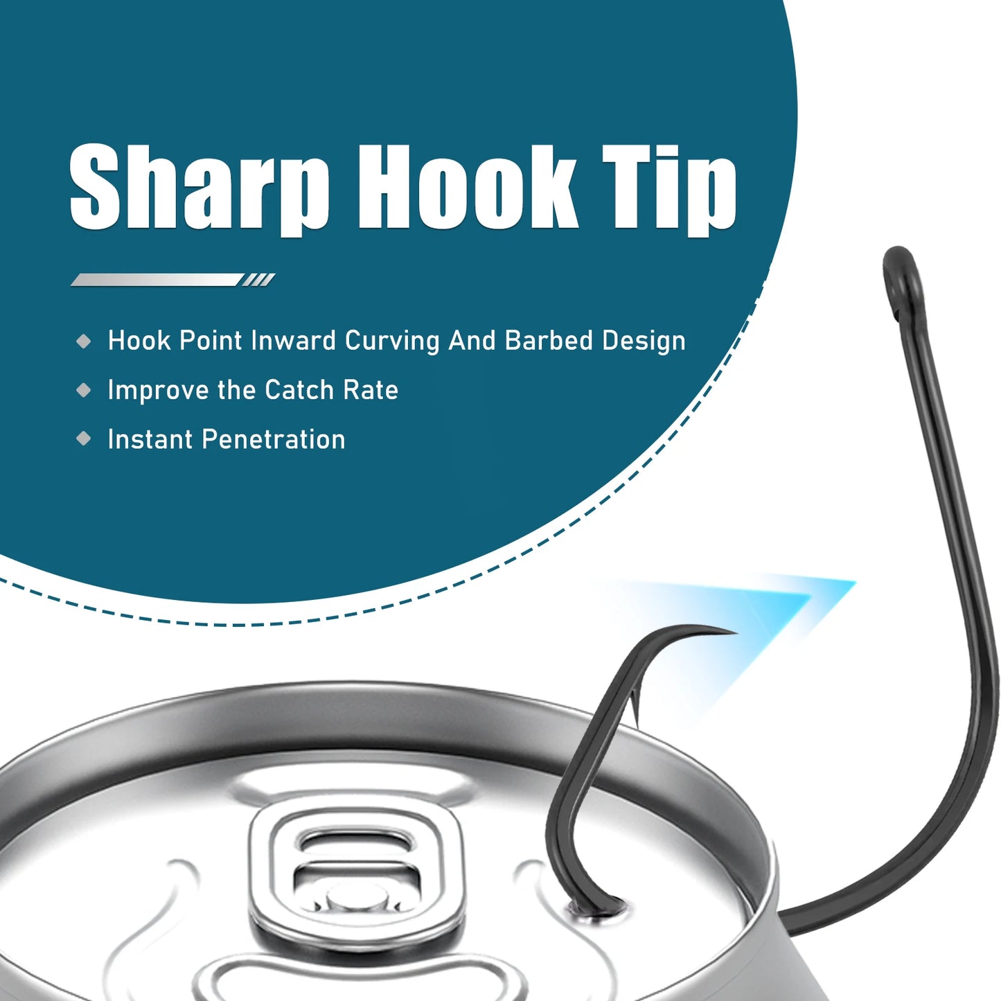 9KM Inline Circle Fishing Hooks - High Carbon Steel Wide Gap Bait Hooks for Catfish & Striped Bass