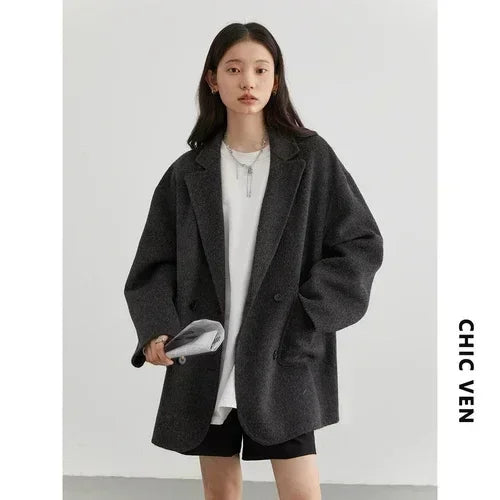 CHIC VEN Solid Loose Casual Jacket