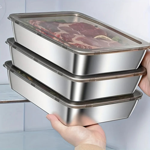 Stainless Steel Food Storage Rectangle Dish with Cover