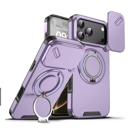 Armor Shockproof Magnetic Ring Stand iPhone Case with Camera Cover