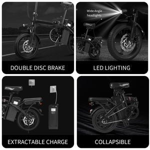 400W Dual Disc Brake Foldable Electric Bicycle Basket