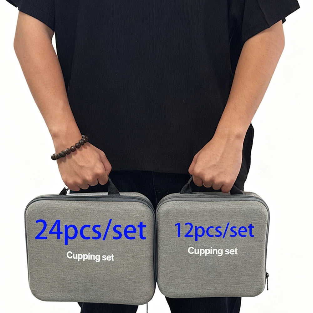 24/12Pcs Cupping Relaxation Set with Hand Pump & Guide