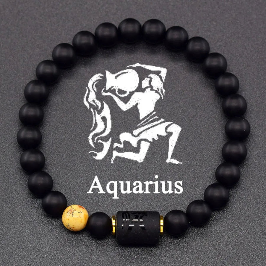 Natural Tiger Eye 12 Zodiac Bead Bracelet