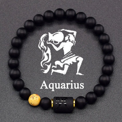 Natural Tiger Eye 12 Zodiac Bead Bracelet