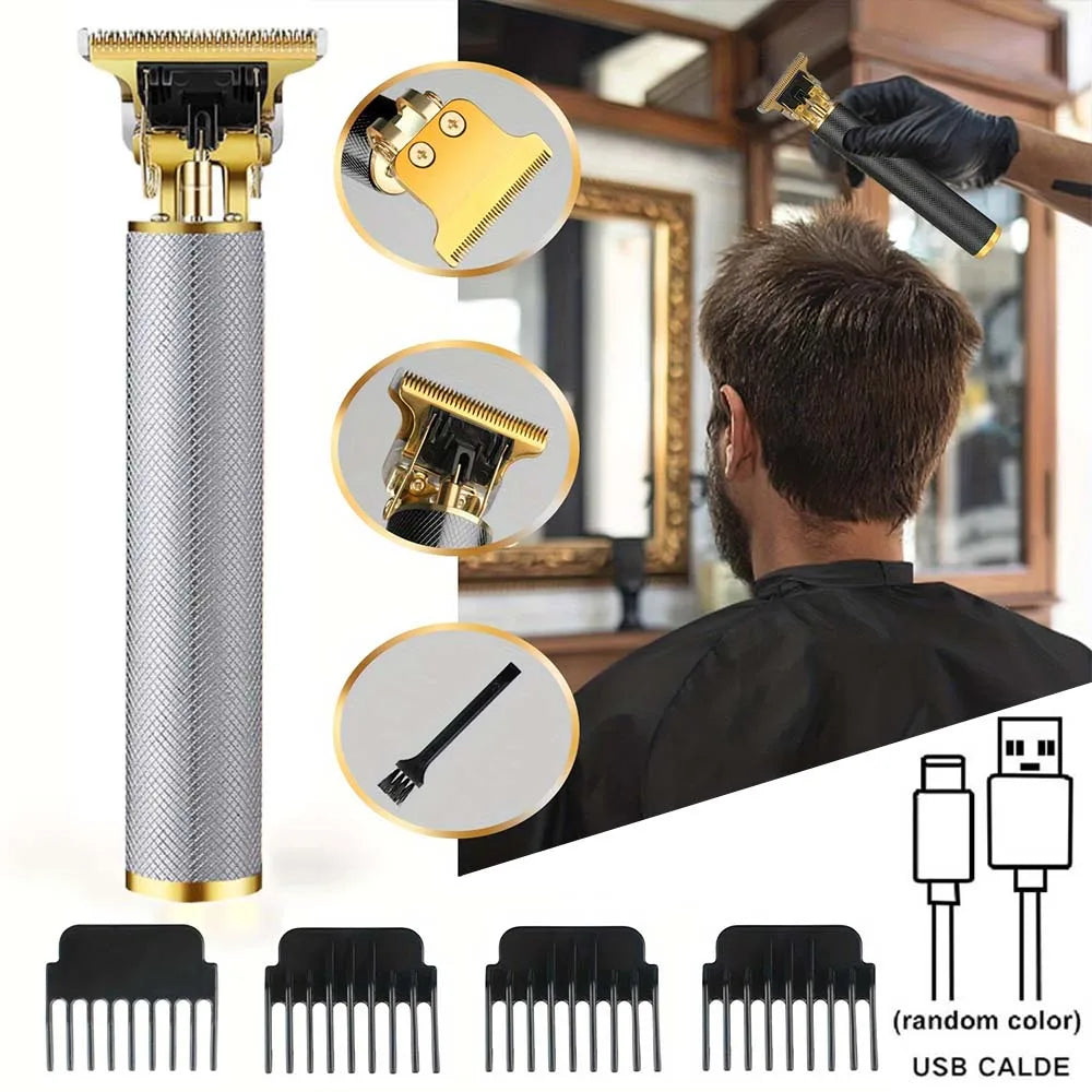 Professional Cordless Hair Clipper & Trimmer Set – USB Rechargeable Grooming Kit with LCD Display