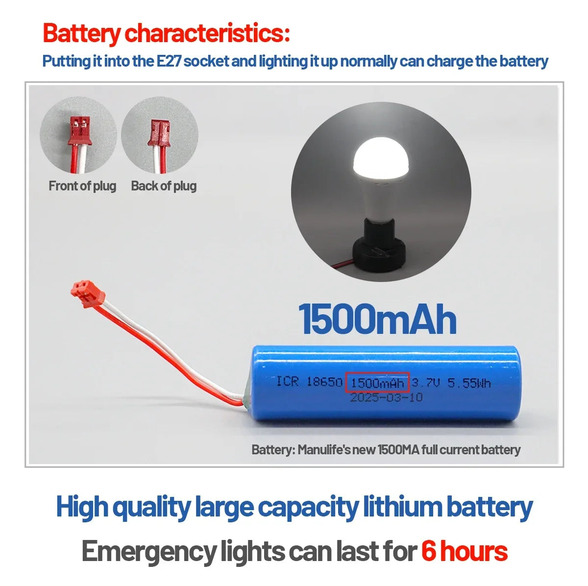 Rechargeable Emergency LED Light Bulb E27 – 1500mAh Power Outage Battery Backup Lamp