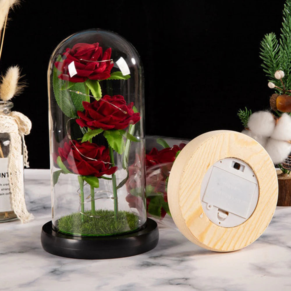 LED Galaxy Three Rose Artificial Flowers Gift without Battery