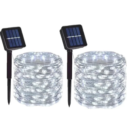 Outdoor Solar LED String Lights - Waterproof Copper Wire Garland
