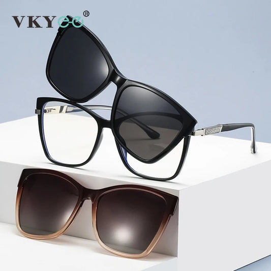 VICKY TR90 Polarized Magnetic Clip-on Sunglasses for Men and Women
