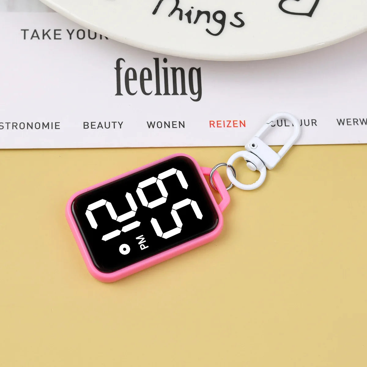 Digital LED Keychain Pocket Watch – Luminous Square Electronic Student Hanging Watch