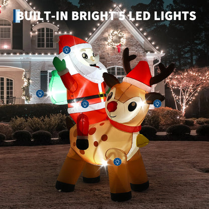 7FT Giant Inflatable Santa Claus Reindeer Decoration