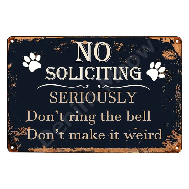 Funny No Soliciting Vintage Metal Tin Sign