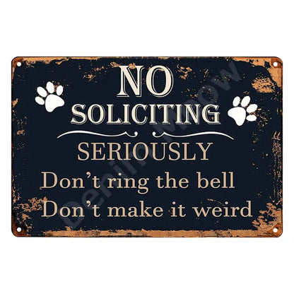Funny No Soliciting Vintage Metal Tin Sign