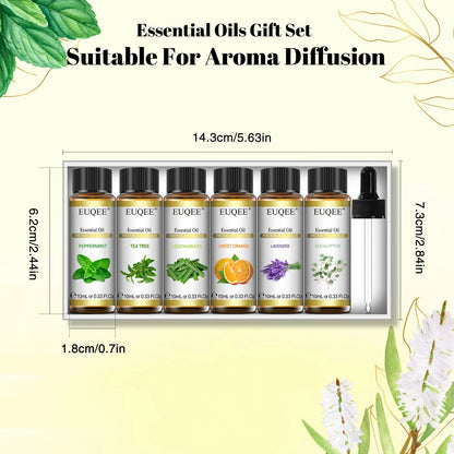 EUQEE 6 Bottles 10ml Pure Natural Essential Oils