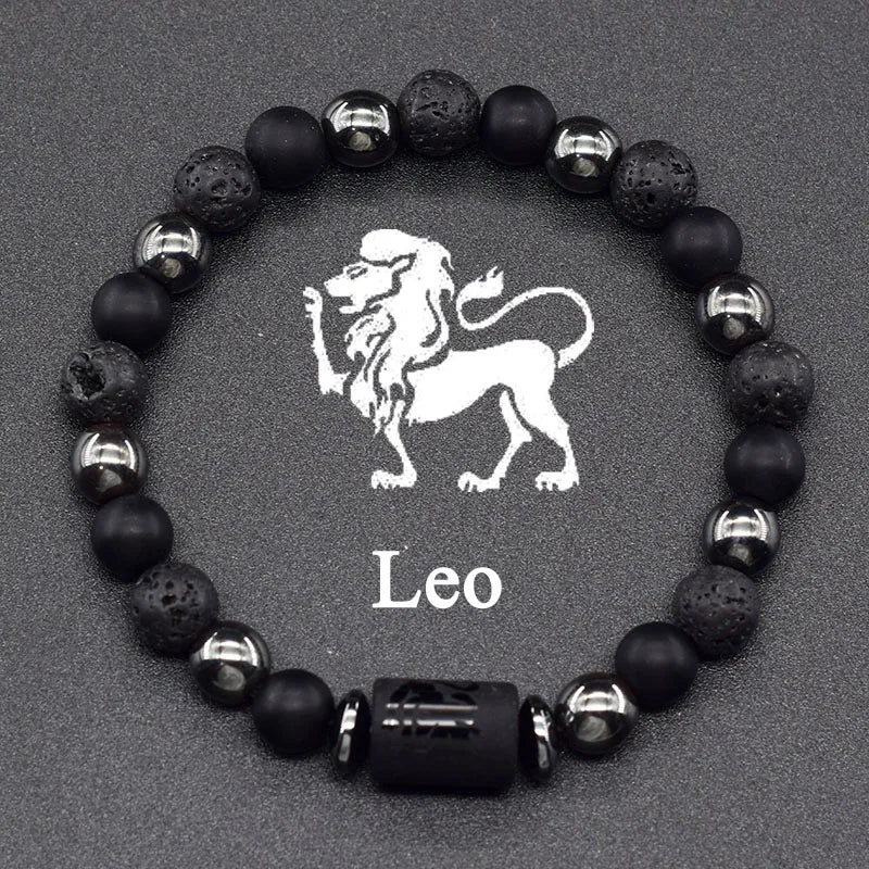 Natural Tiger Eye Stone 12 Zodiac Constellation Bead Bracelet