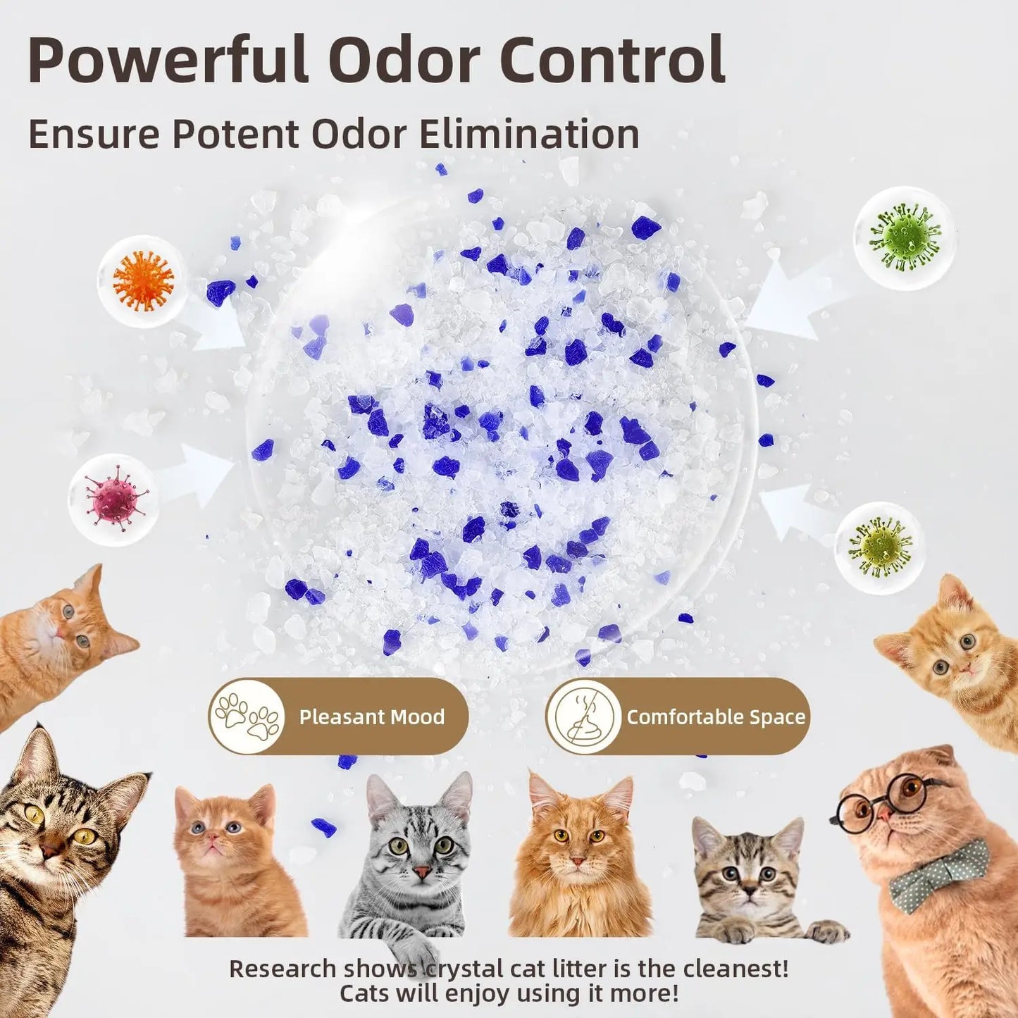 Premium Silica Gel Crystal Cat Litter 8.6lb Long-Lasting Odor Control & Absorption Non-Clumping