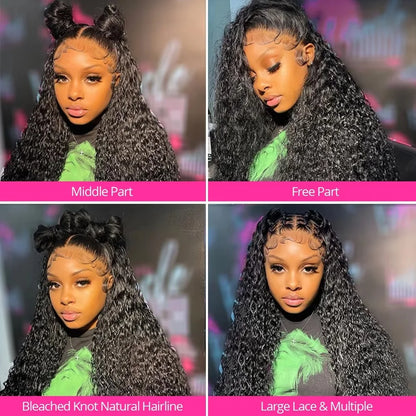 13x6 Glueless 250 Density Brazilian Deep Wave Curly Human Hair Wig