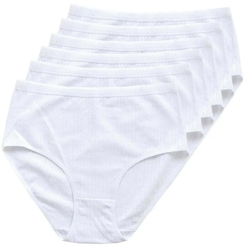 Chen Asta Women's Cotton High-Waist Briefs (6-Pack) - Breathable Plus Size Panties