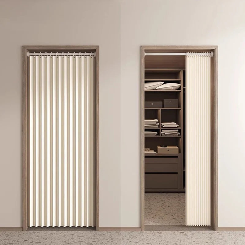 Folding Accordion Pleated Room Divider & Retractable Door Curtain