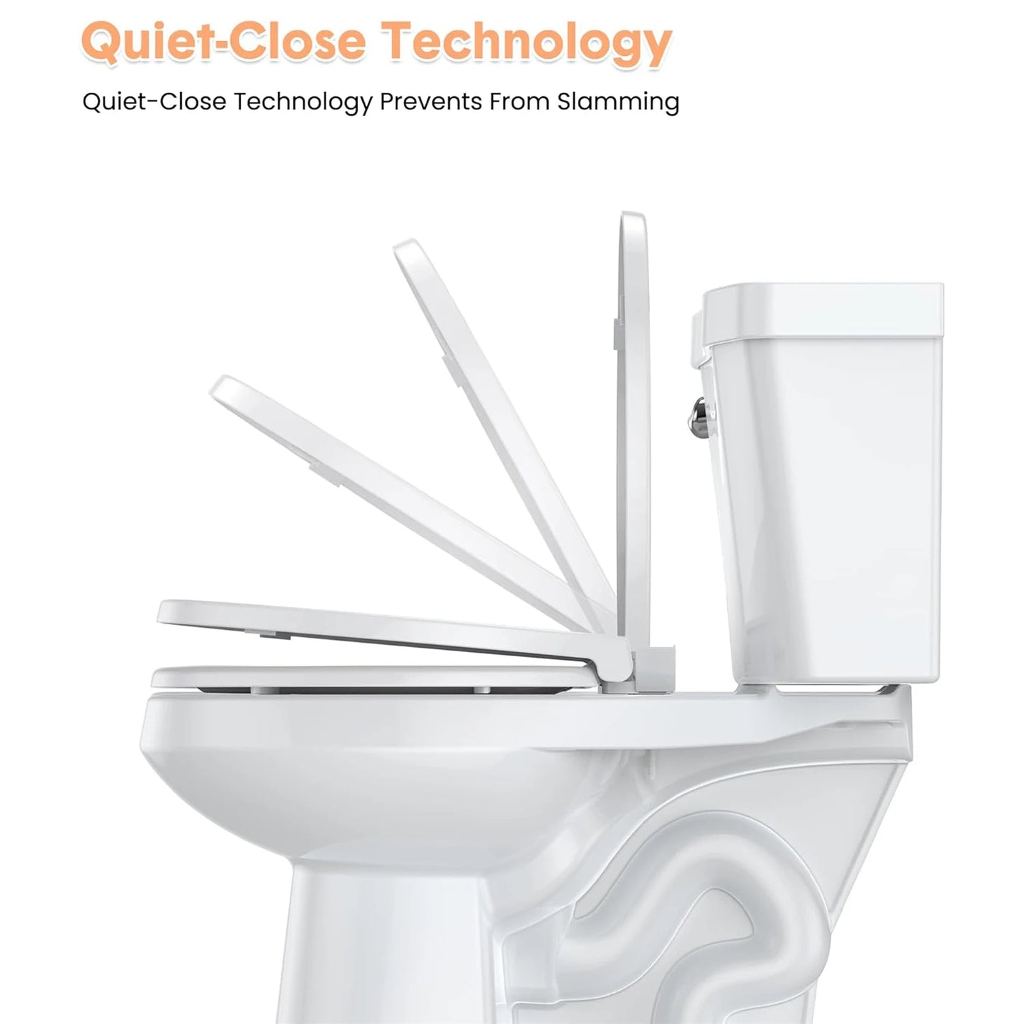 White Quiet-Close Toilet Seat with Built-in Toddler Potty Training Seat