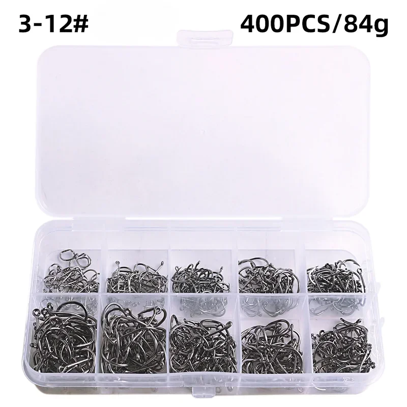 Carbon Steel Barbed Circle Fishing Hooks Set (Sizes 3#–12#)