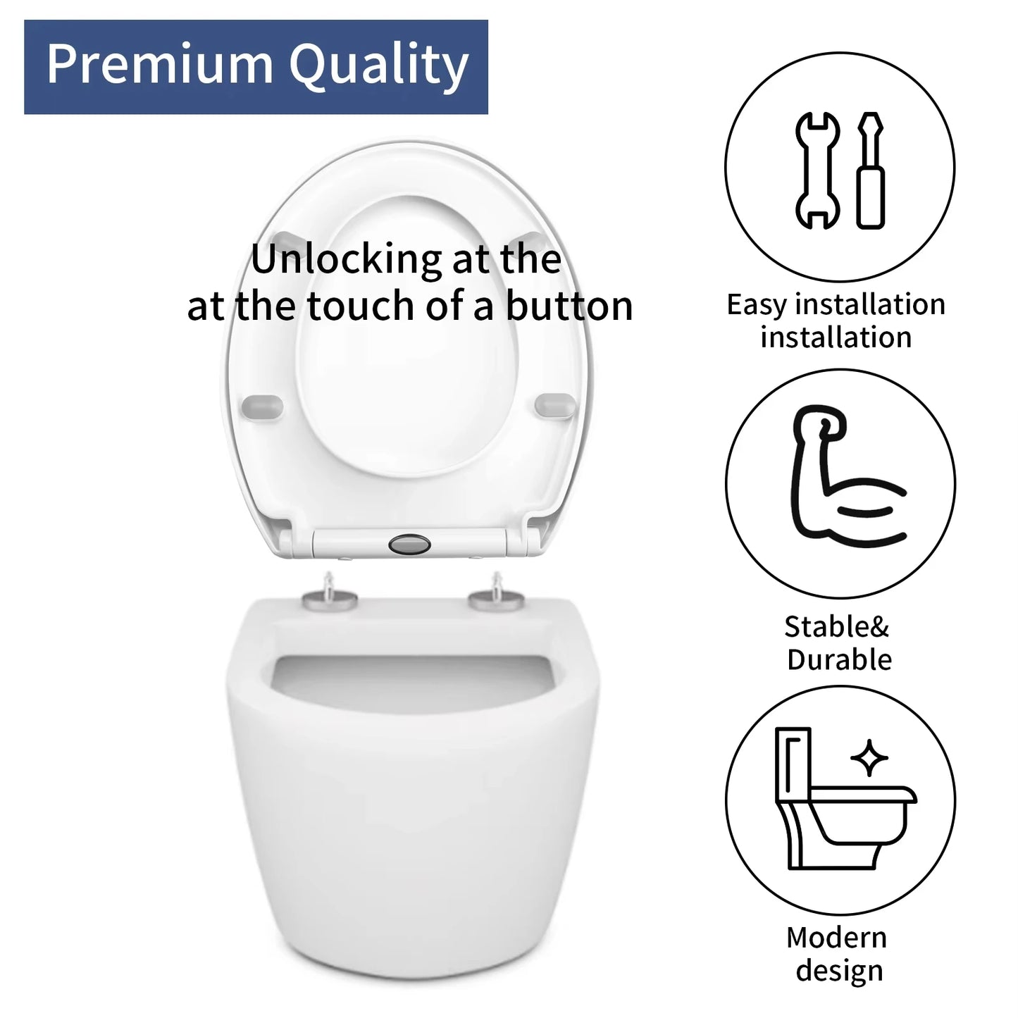 Quiet-Close Heavy Duty Bidet Toilet Seat with Quick Release