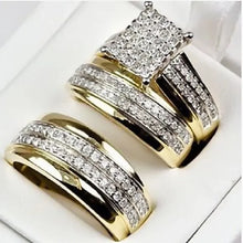 3 pcs/set Colorful Cubic Zirconia Inlaid Ring