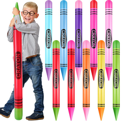 Jumbo Inflatable Crayon Balloon Set - Neon Back to School & Classroom Party Decor