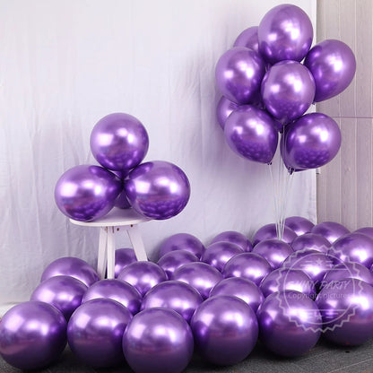 50-Pack Metallic Chrome Latex Balloons - Ultra-Gloss Party Decor