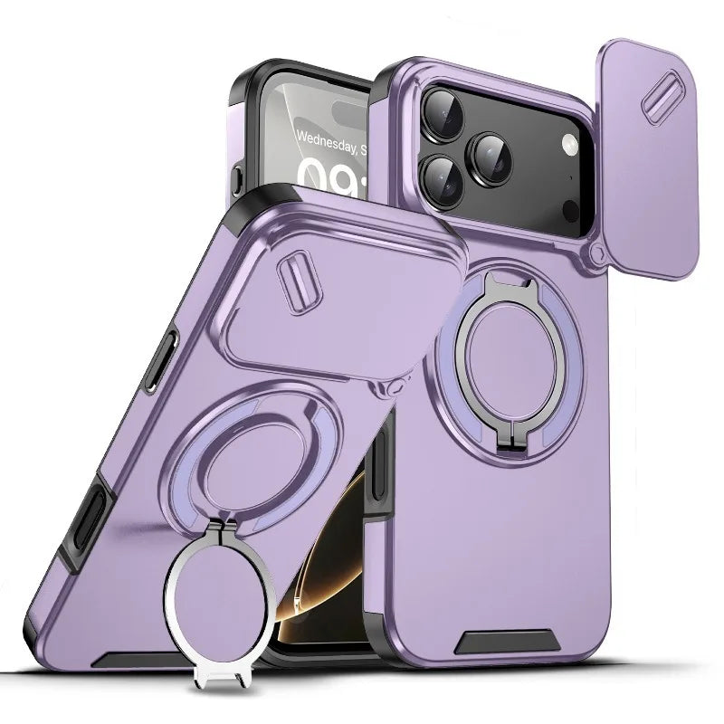 Heavy Duty Rugged Armor Magnetic Bracket Case For iPhone
