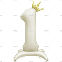 42" Colored Number Stand Foil Balloons with Crown Figures