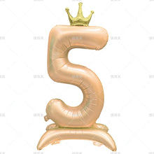 42" Colored Number Stand Foil Balloons with Crown Figures
