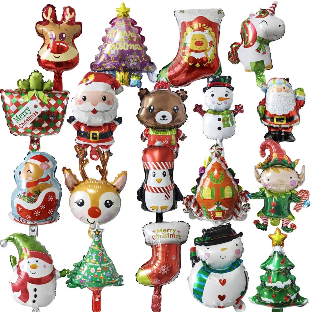 Mini Christmas Foil Balloons - Holiday Party Decor & Background