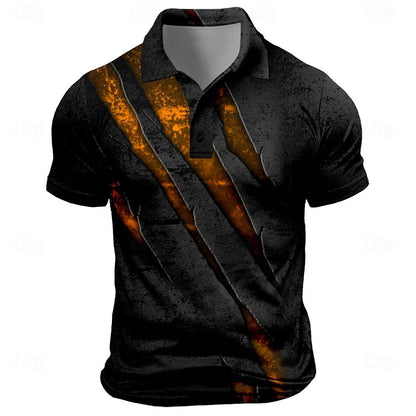 Men's Vintage Graphic Print Short-Sleeve Polo Shirt