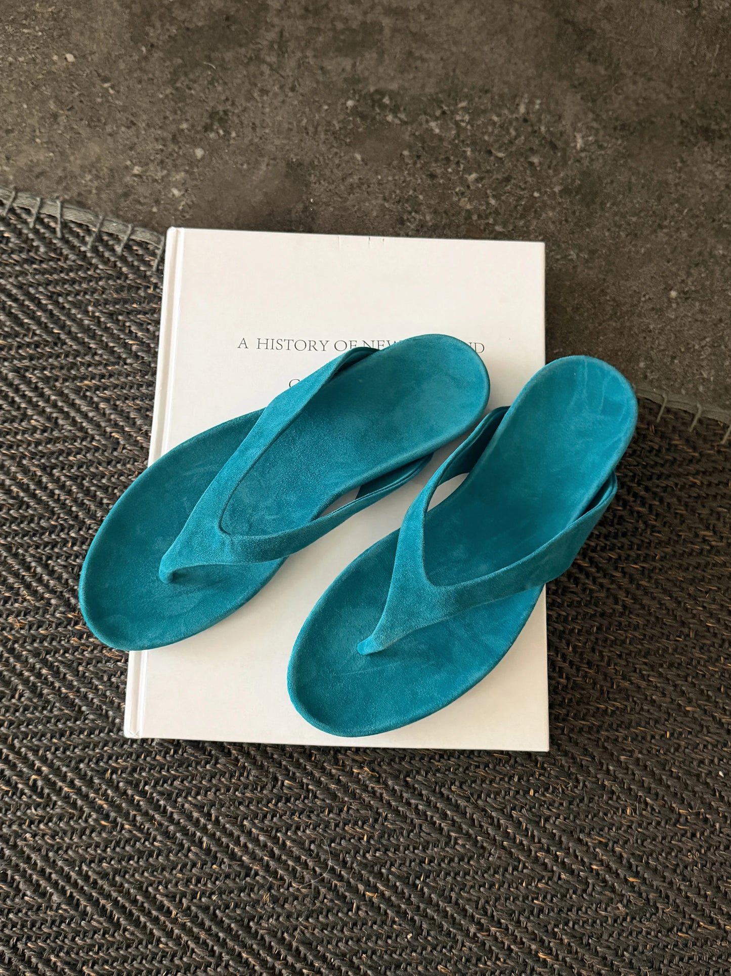 Women's Genuine Sheepskin Suede T-Strap Flat Flip Flop Sandals
